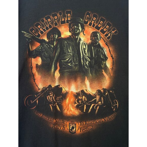 POW MIA LS Biker T-Shirt Cripple Creek Colorado Salute to American Veterans 2006 - Picture 1 of 8